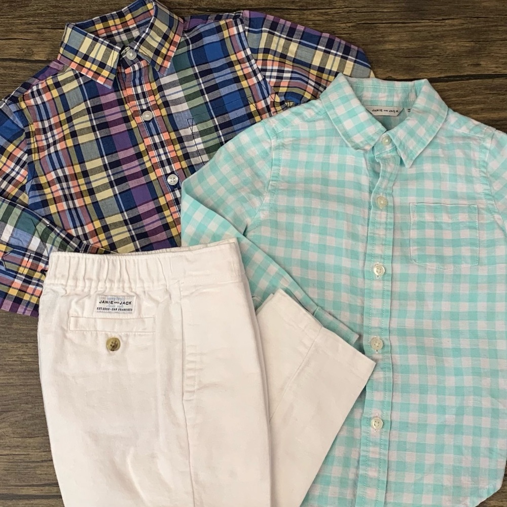 Janie and Jack 3 piece Plaid and Gingham Kids Set, Size 18-24 months